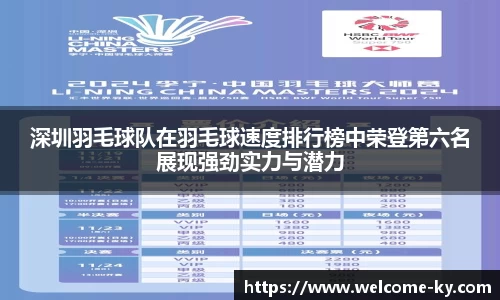 深圳羽毛球队在羽毛球速度排行榜中荣登第六名展现强劲实力与潜力